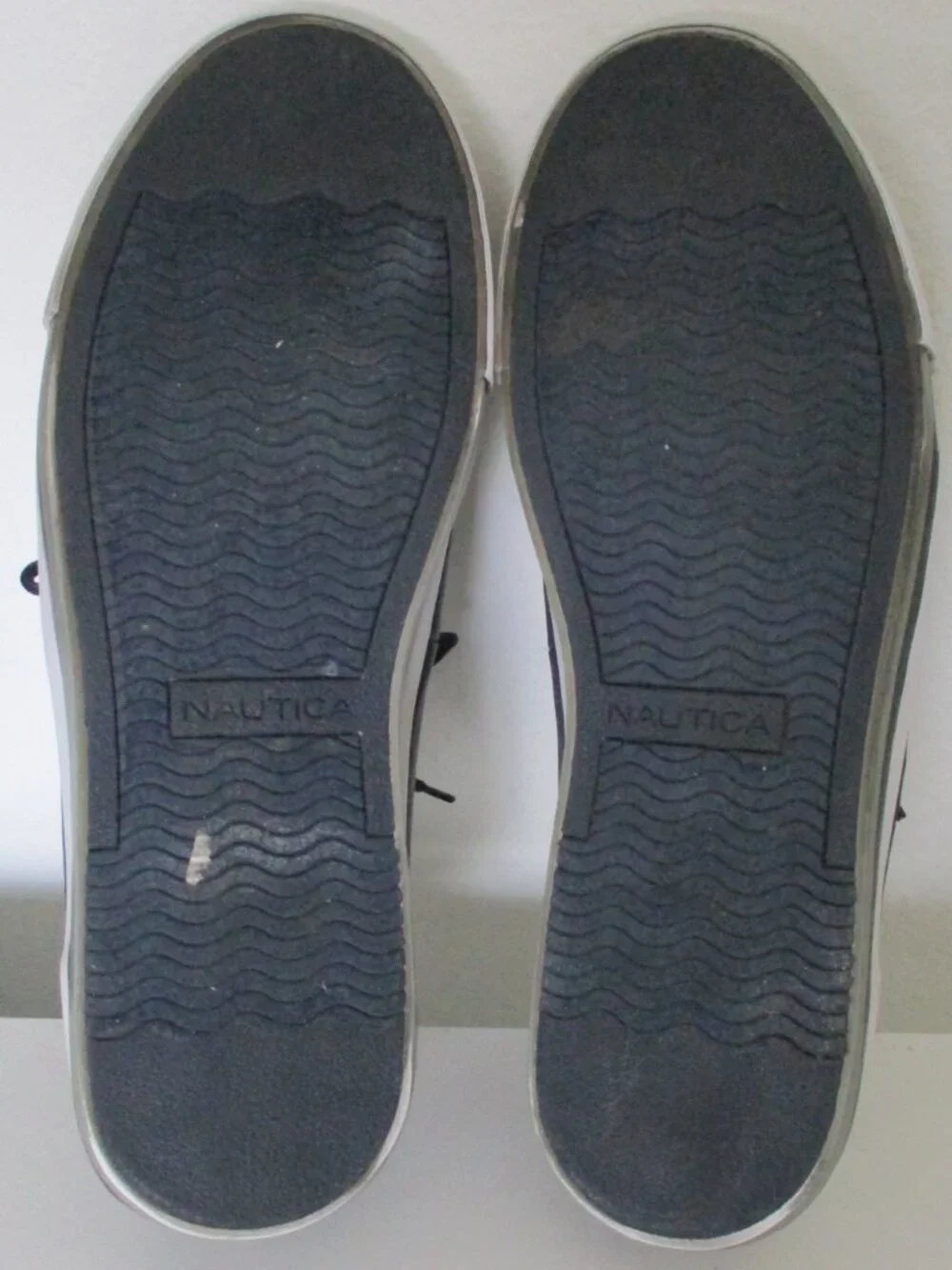 Nautica Mens Navy Faux Leather Lace-up Boat Shoe Moccasin Loafer Shoe - Size 12M